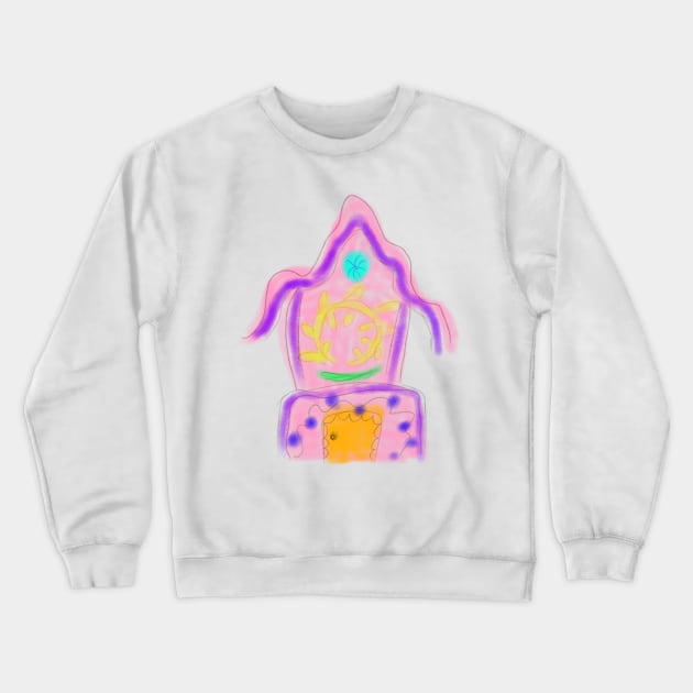 Pink yellow watercolor pastel fairy house Crewneck Sweatshirt by Artistic_st